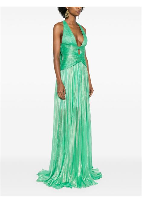 Green lamé plissé-effect gown Iris Serban - women IRIS SERBAN | 43KARINAGRN